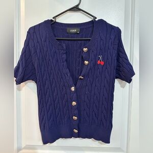 Cider brand short sleeve, navy blue cable knit sweater. Women’s. 0XL